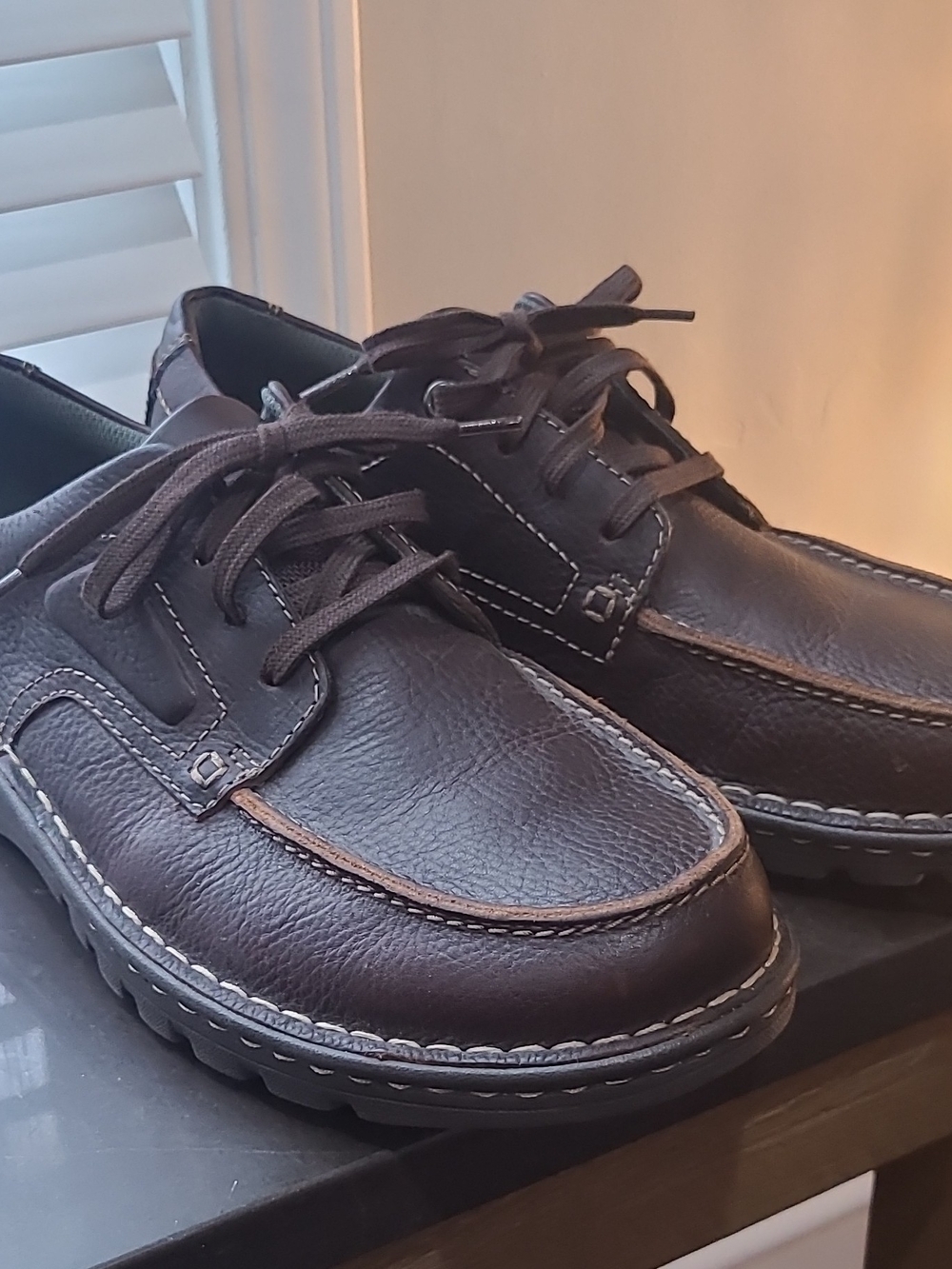 Clarks Collection Brown Leather Lace-Up Oxford Men’s US 8.5 W Round Toe